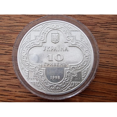 172 - Ukrainian 10 Hryven Silver Coin, 'St Michael Golden-Domed Cathedral', 1998, (Approx. 33.62g, 38.61mm... 