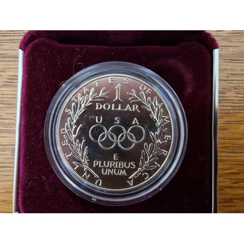 177 - United States Olympic Coins, 1988 Proof Silver Dollar ($1), in Capsule and Presentation Box with CAO... 