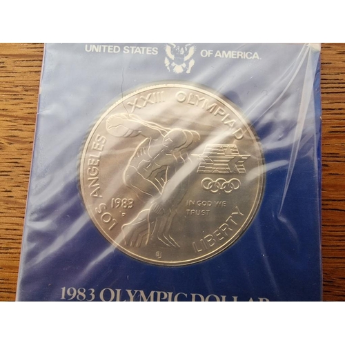 179 - 2 x United States 1983 Olympic Silver Dollars ($1) , Brilliant Uncirculated Coins in Presentation Fo... 