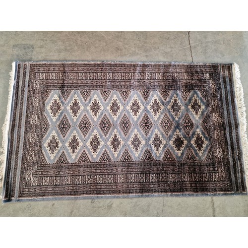 14 - Decorative with Geometric Pattern and Blue Base Colour, Wool, (Approx. 150 x 90cm)