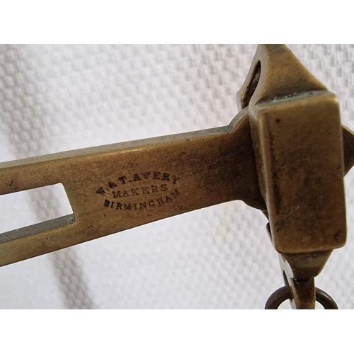 181 - Vintage Brass 'W & T Avery' Balance Scales (Birmingham, England) on Wooden Base, Together with Set o... 