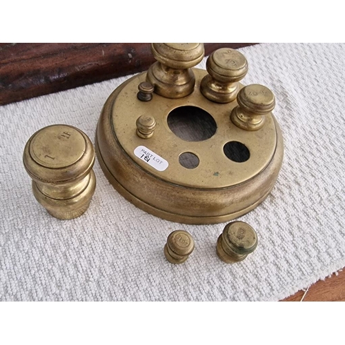 181 - Vintage Brass 'W & T Avery' Balance Scales (Birmingham, England) on Wooden Base, Together with Set o... 