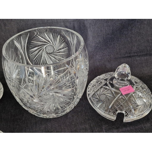 247 - Large Crystal Lidded Punch Bowl with Set of 11 x Matching Crystal Cups, (12)