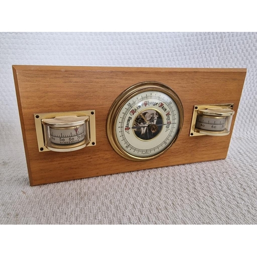 248 - Vintage Wall Hanging Barometer, Thermometer & Hygrometer, Made in Western Germany, Set in Solid Wood... 