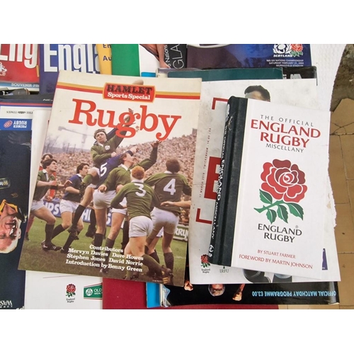 251 - Large Collection of Mostly England Rugby Related Books, Magazines, Match Programmes, etc (see multip... 