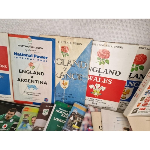 251 - Large Collection of Mostly England Rugby Related Books, Magazines, Match Programmes, etc (see multip... 