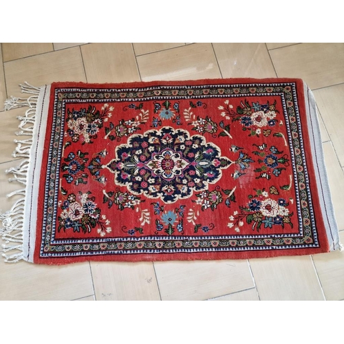 7 - Decorative Persian Style Prayer Rug, with Red Base Colour and Floral Pattern, Wool, (Approx. 100 x 6... 