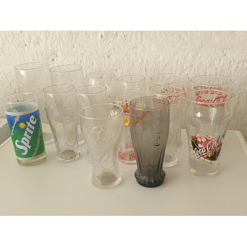 374m - 14 x Advertising / Collectable Glasses, 13  Coca Cola and 1 x Sprite