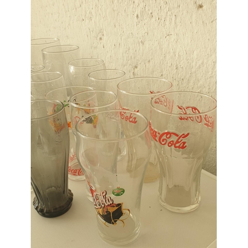 374m - 14 x Advertising / Collectable Glasses, 13  Coca Cola and 1 x Sprite