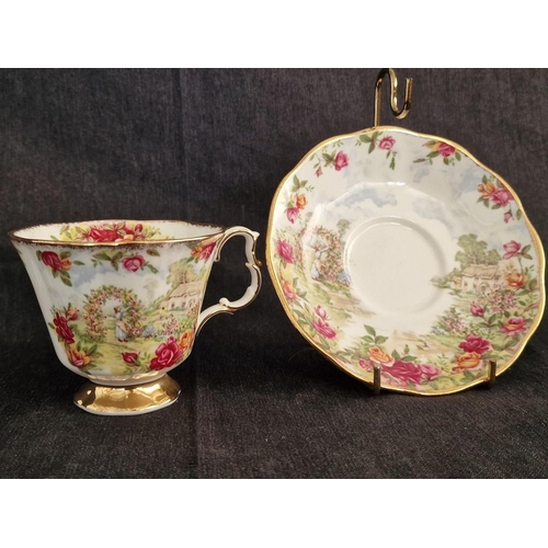 8 - Royal Albert 'A Celebration of the Old Country Roses Garden' Bone China Tea Cup & Saucer with Displa... 