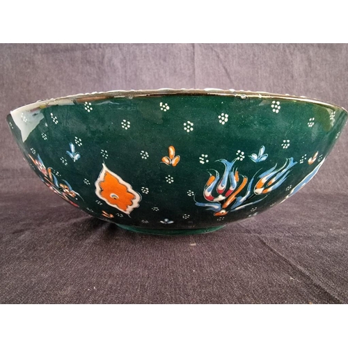 128 - Decorative and Colourful Hand Made Fruit Bowl with Middle Eastern Style Pattern, (Approx. Ø: 30cm)