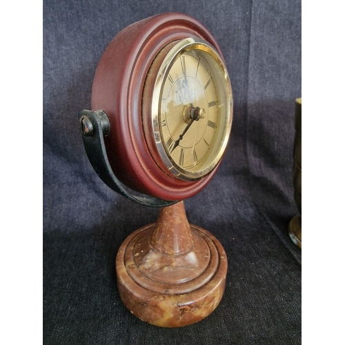 183 - Brass Ice Bucket with Handle and Tongs, London Clock Co Carriage Clock (quartz, untested), Round Clo... 