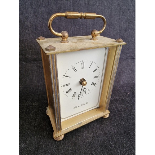 183 - Brass Ice Bucket with Handle and Tongs, London Clock Co Carriage Clock (quartz, untested), Round Clo... 