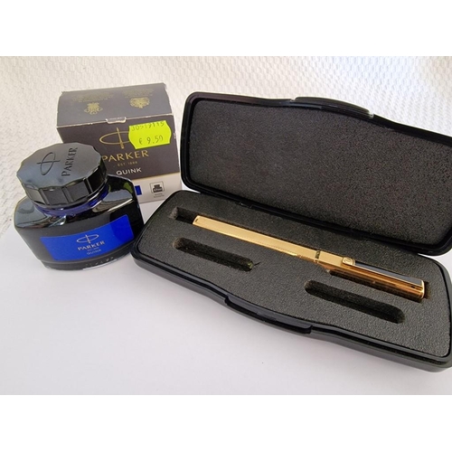 126 - Vintage Dunhill Gemline Classic Dress Fountain Pen, Gold Plated, with Black Line Clip, Circa 1970's,... 