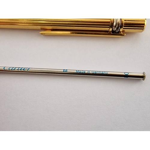 127 - Vintage Must De Cartier 'Trinity' Gold Plated Ball Point Pen, (Approx. 13.5cm)