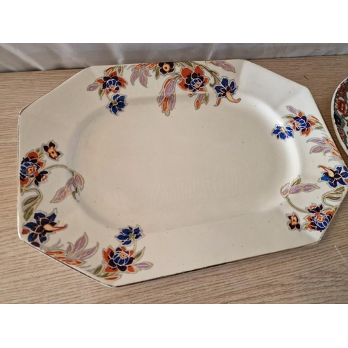44 - Late Victorian Fenton of England Serving Platter, Vintage Oval Serving Platter by Myott with Hand En... 