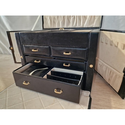 58 - Large Black Dressing Table Jewellery Case with Multiple Storage, Unused, (Approx. 26 x 18 x 22cm)