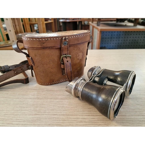 68 - French 1930's Binoculars, after 'Le Jockey Club, Paris', in Original Leather Case, 10 Degree Field
