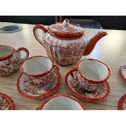 71 - Oriental Ceramic Miniature Tea Service; 6 Cups & Saucers, 5 x Plates, Tea Pot, Sugar Bowl and Milk J... 