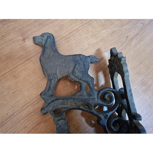 9 - Vintage Cast Iron Wall Hanging Bell with Dog Silhouette, (Approx. 38 x 15cm Overall)