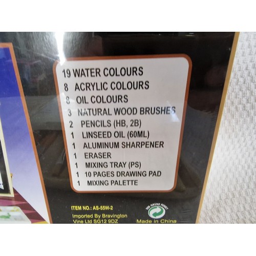 6 - Collection of Unused Craft Items; Professional Painting Set in Carry Case, Box of Acrylic Colour Pai... 