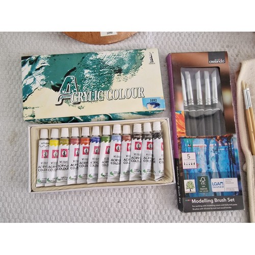 6 - Collection of Unused Craft Items; Professional Painting Set in Carry Case, Box of Acrylic Colour Pai... 