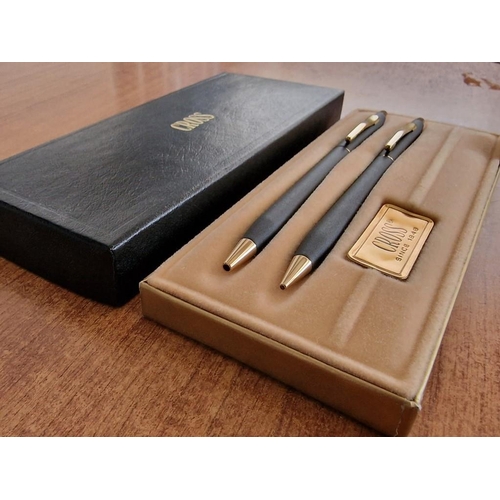 145 - Cross 'Classic Black' Ball Point Pen and Matching Pencil Set, (Model: 250105) in Original Presentati... 