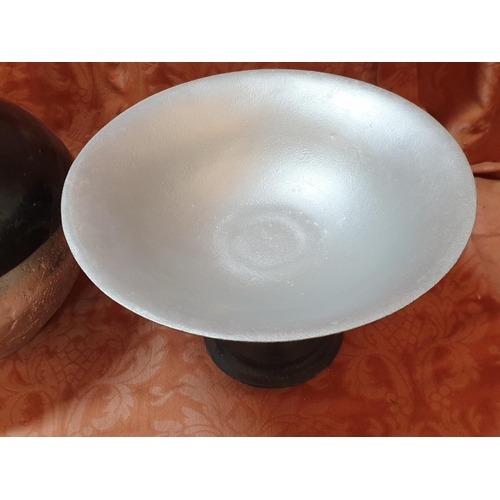 73 - Metallic Stone Effect Pedestal Bowl, Triangular Bowl with Decorative Balls Together with Lidded Bowl... 