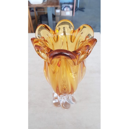 216 - Retro Amber Art Glass Vase (Mid-Century (H:30 x Ø14cm)