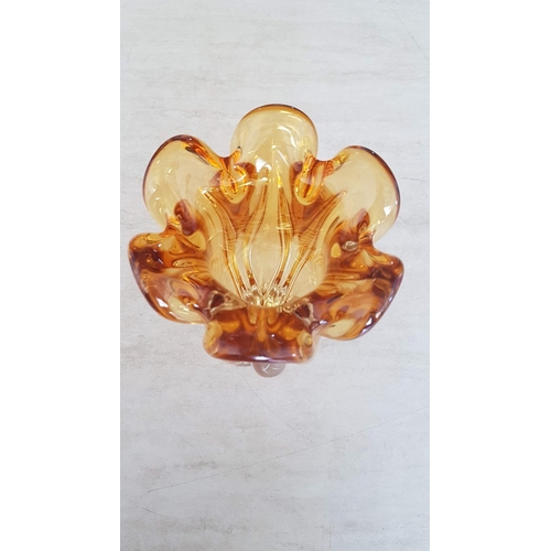 216 - Retro Amber Art Glass Vase (Mid-Century (H:30 x Ø14cm)