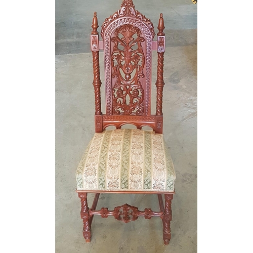 218 - 19th Century High Back / High Ornate and Floral Pattern Upholstery Chair