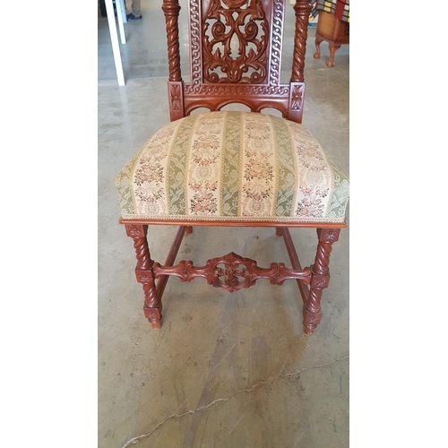 218 - 19th Century High Back / High Ornate and Floral Pattern Upholstery Chair