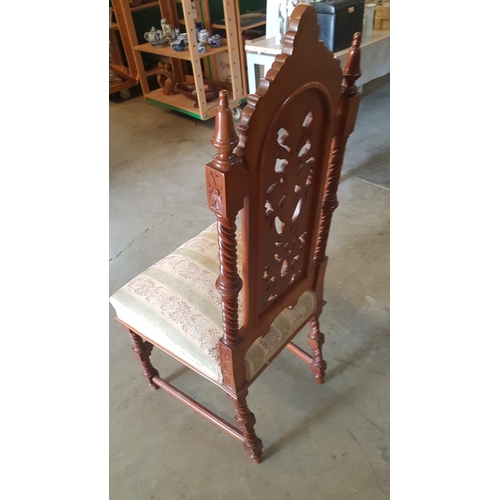 218 - 19th Century High Back / High Ornate and Floral Pattern Upholstery Chair