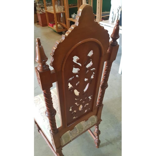 218 - 19th Century High Back / High Ornate and Floral Pattern Upholstery Chair