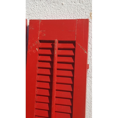 220 - Pair of Red Wooden Old Style Blinds (36 x 143.5cm each), (A/F Needs Renovate)