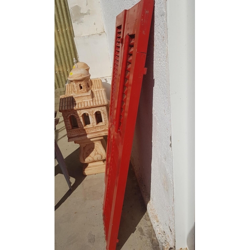 220 - Pair of Red Wooden Old Style Blinds (36 x 143.5cm each), (A/F Needs Renovate)