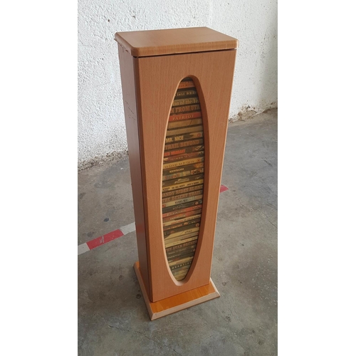 229 - Teak Coloured DVD Stand with 42 x Assorted Movies on DVD's (Stand 23 x 17 x 85cm)