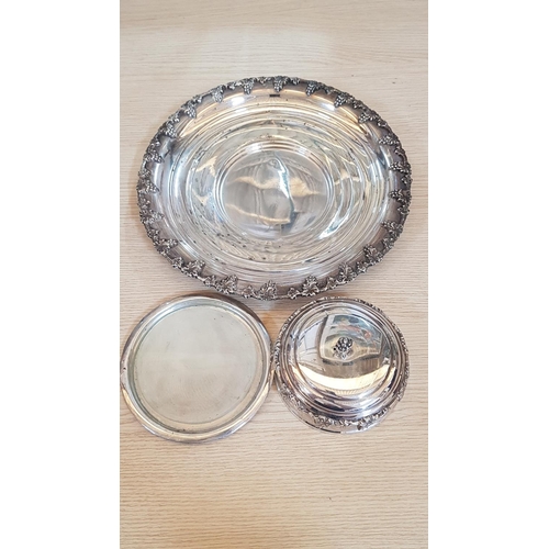 235 - Silver Plated Vintage Style Tableware Hight Ornate with Grape Garlands Pattern 