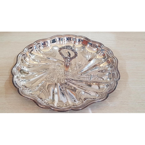 238 - Vintage Style Silver Plated Tableware - Candy / Sweets Serving Tray Handheld Swirl Pattern Center (c... 