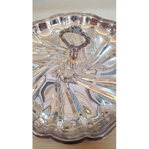 238 - Vintage Style Silver Plated Tableware - Candy / Sweets Serving Tray Handheld Swirl Pattern Center (c... 