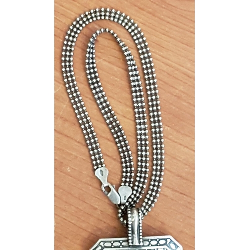 290 - Nefretete - Egyptian Queen Silver Pendant with Hieroglyphic on Silver Chain (L:39cm, Total Weight 30... 