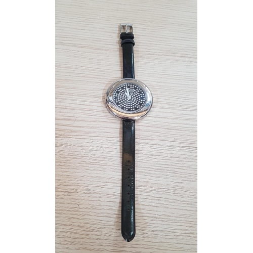 296 - Large Face Follie Follie Ladies Watch, Black Narrow Strap *Basic Test and Working when Lotted*