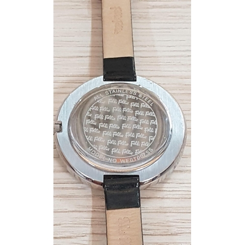 296 - Large Face Follie Follie Ladies Watch, Black Narrow Strap *Basic Test and Working when Lotted*