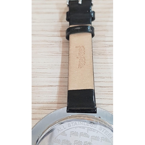 296 - Large Face Follie Follie Ladies Watch, Black Narrow Strap *Basic Test and Working when Lotted*