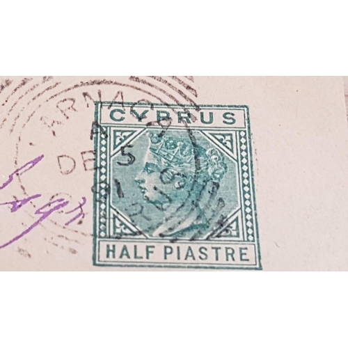 302 - Vintage Cyprus Pre Paid Envelope 1/2 Piastre Stamped Larnaca DE5?