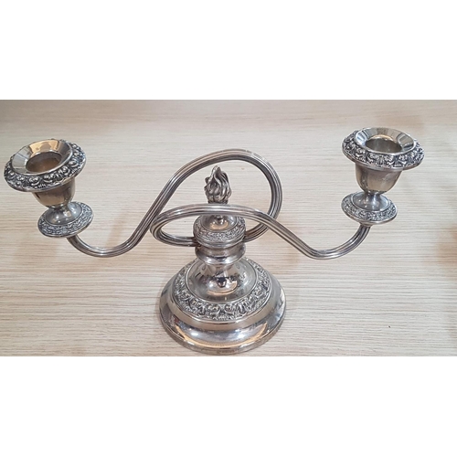 316 - Vintage Style Silver Plated Tableware - Pair of Ianthe 2 - Arm Candelabra (H:15cm each)