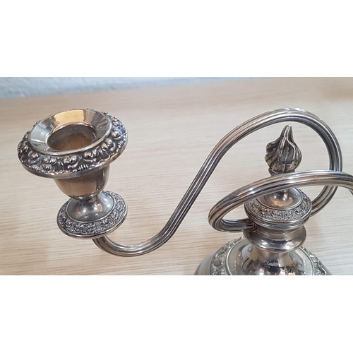 316 - Vintage Style Silver Plated Tableware - Pair of Ianthe 2 - Arm Candelabra (H:15cm each)