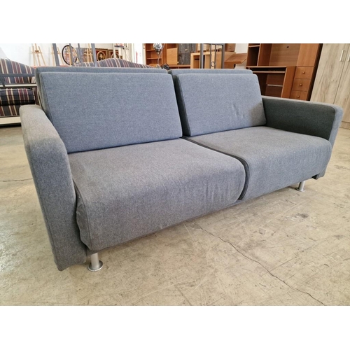 135 - Modern Grey Fabric BoConcept Sofa Bed with Chrome Metal Legs, Split Adjustable Back Rest (2 -Seat)