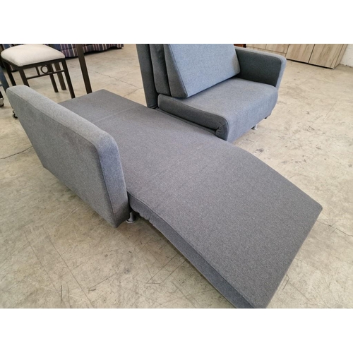 135 - Modern Grey Fabric BoConcept Sofa Bed with Chrome Metal Legs, Split Adjustable Back Rest (2 -Seat)