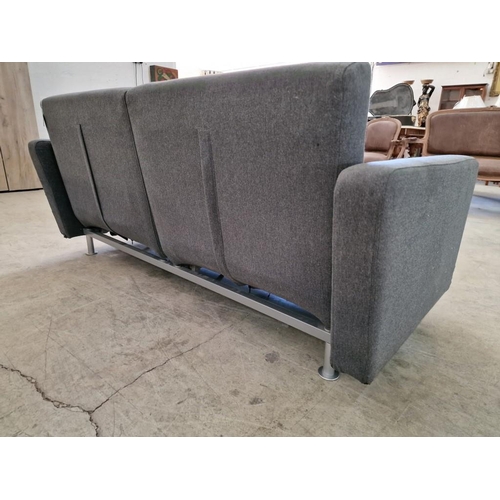 135 - Modern Grey Fabric BoConcept Sofa Bed with Chrome Metal Legs, Split Adjustable Back Rest (2 -Seat)